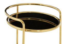 Orsina Round Gold Finish Trolley, Tempered Glass Shelves Drinks Trolley For Parties, Movable Kitchen Trolley - thumbnail 5