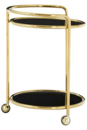 Orsina Round Gold Finish Trolley, Tempered Glass Shelves Drinks Trolley For Parties, Movable Kitchen Trolley - thumbnail 3