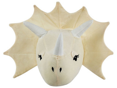 Beliani Cozy Nest Plush Dinosaur Head Wall Decor Beige Cotton For Toddler Room - Vertical, Ready To Hang - image 1