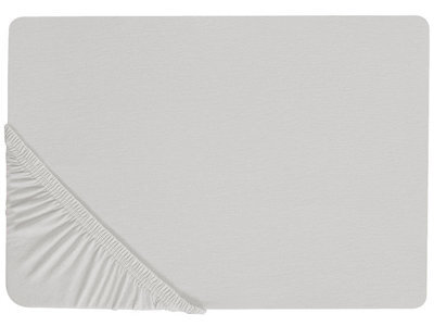 Beliani Fitted Sheet Janbu Cotton 140 X 200 Cm Light Grey - image 1