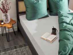 Beliani Fitted Sheet Janbu Cotton 140 X 200 Cm Light Grey - thumbnail 2