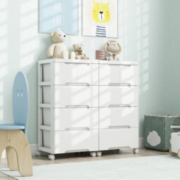 Costway 5-Drawer Rolling Cabinet Plastic Storage Cart 4-Tier Drawer Dresser W/ Wheels - thumbnail 4