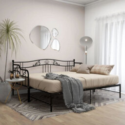 Berkfield Pull-Out Sofa Bed Frame Black Metal 90X200 Cm - thumbnail 3