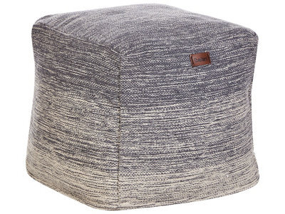 Beliani Grey And White Three-Stripe Cotton Cube Pouffe 40 X 40 X 40 Cm - image 1