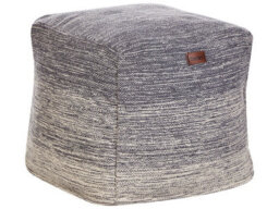 Beliani Grey And White Three-Stripe Cotton Cube Pouffe 40 X 40 X 40 Cm - thumbnail 1