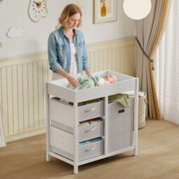 Aiyaplay Baby Changing Unit With 4 Drawers, Diaper Changing Table, White