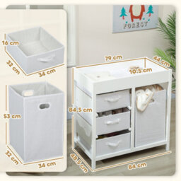 Aiyaplay Baby Changing Unit With 4 Drawers, Diaper Changing Table, White - thumbnail 3