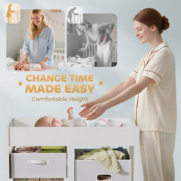 Aiyaplay Baby Changing Unit With 4 Drawers, Diaper Changing Table, White - thumbnail 4