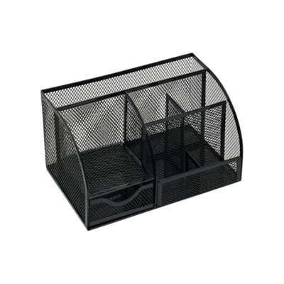 Black Mesh Desk Stationary Organiser Metal Tidy Pen Pencil Torage Holder Office School - image 1