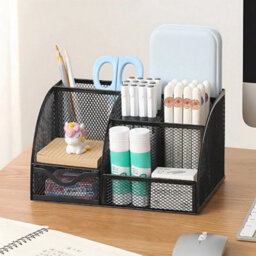 Black Mesh Desk Stationary Organiser Metal Tidy Pen Pencil Torage Holder Office School - thumbnail 5
