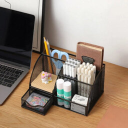 Black Mesh Desk Stationary Organiser Metal Tidy Pen Pencil Torage Holder Office School - thumbnail 6