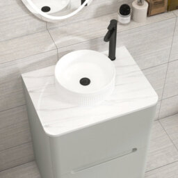 Royal Bathrooms Venice 600mm Dove Grey Freestanding Bathroom Countertop Vanity Unit 2 Drawer With Round Basin - thumbnail 6