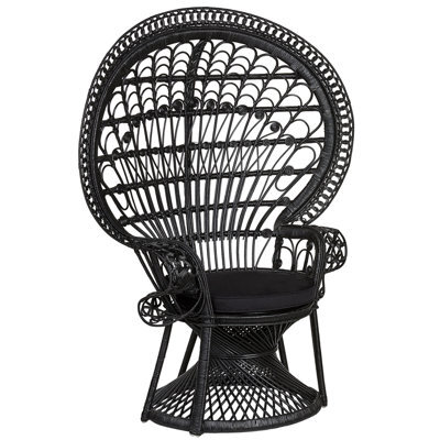 Beliani Peacock Chair Emmanuelle Rattan Black - image 1