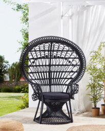 Beliani Peacock Chair Emmanuelle Rattan Black - thumbnail 2