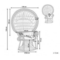 Beliani Peacock Chair Emmanuelle Rattan Black - thumbnail 3