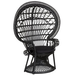 Beliani Peacock Chair Emmanuelle Rattan Black - thumbnail 1