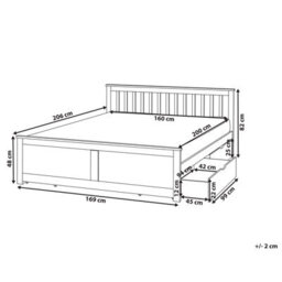 Beliani Bed With 4 Drawers Pine Wood Olendon 160 X 200 Cm (Eu King Size) White - thumbnail 3