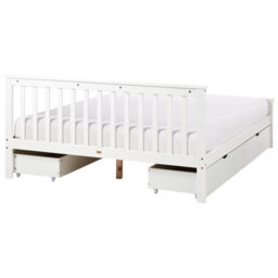 Beliani Bed With 4 Drawers Pine Wood Olendon 160 X 200 Cm (Eu King Size) White - thumbnail 8