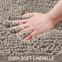 Ameha Silver Chenille Mat 50X80Cm, Extra Soft, Non-Slip, Absorbent Bath Rug & Doormat - thumbnail 3
