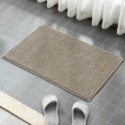 Ameha Silver Chenille Mat 50X80Cm, Extra Soft, Non-Slip, Absorbent Bath Rug & Doormat