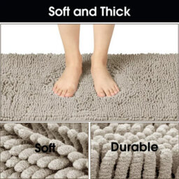 Ameha Silver Chenille Mat 50X80Cm, Extra Soft, Non-Slip, Absorbent Bath Rug & Doormat - thumbnail 7