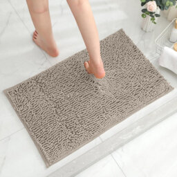 Ameha Silver Chenille Mat 50X80Cm, Extra Soft, Non-Slip, Absorbent Bath Rug & Doormat - thumbnail 4