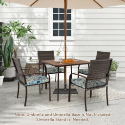 Costway 5 Pieces Patio Dining Set 4 Cushioned Rattan Armchairs & Square Table - thumbnail 6