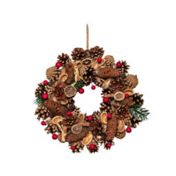 Samuel Alexander 30Cm Winter Spice Hanging Christmas Wreath With Pine Cones Red Berries & Dried Fruit - thumbnail 8