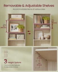 LEDREM Bookshelf, 6-Tier Bookcase, 24 X 70 X 191.6 Cm, Room Divider, Cube Display Shelf, Freestanding Storage Shelf - thumbnail 1