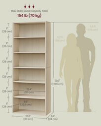 LEDREM Bookshelf, 6-Tier Bookcase, 24 X 70 X 191.6 Cm, Room Divider, Cube Display Shelf, Freestanding Storage Shelf - thumbnail 5
