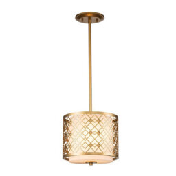 Luminosa Lighting Luminosa Ziggy Cylindrical Pendant Ceiling Light, Lacquered Gold - thumbnail 1