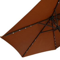 Sundaze Coffee 2.5M  Round Garden Parasol Umbrella Outdoor Patio Solar Led Lights Crank Tilt With Base - thumbnail 6