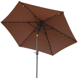 Sundaze Coffee 2.5M  Round Garden Parasol Umbrella Outdoor Patio Solar Led Lights Crank Tilt With Base - thumbnail 5