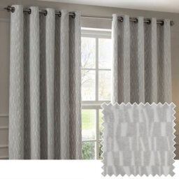 Paoletti Manhattan Velvet Room Darkening Eyelet Curtain Pair, Silver, (W) 117 X (D) 137Cm