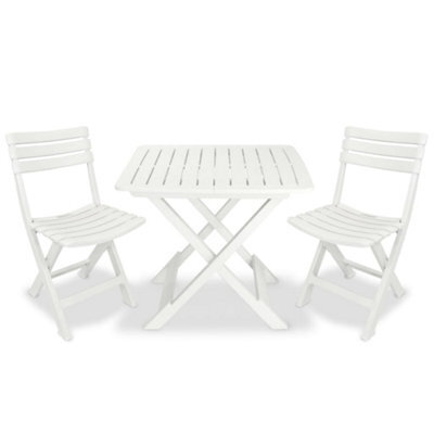Berkfield 3 Piece Folding Bistro Set Plastic White - image 1