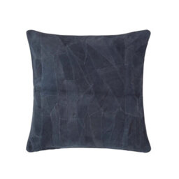 Homescapes Navy Real Leather Suede Cushion With Feather Filling - thumbnail 1