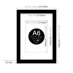 A6 Black Frame With Mount For A7 Pictures 20mm Thin Edge Portrait And Landscape Display With Wall Hooks And Kickstand - thumbnail 2