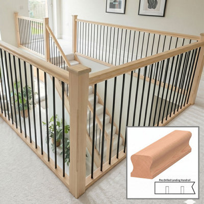 Hemlock Handrail Thr 1.2M Landing Drilled For 14mm Metal Spindles Uk Manufactured Traditional Products Ltd - image 1