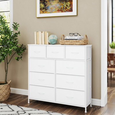 Ledrem 9-Drawer Chest, Fabric Baskets, Anti-Tip, White, 30X98.8Cm - image 1