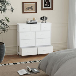 Ledrem 9-Drawer Chest, Fabric Baskets, Anti-Tip, White, 30X98.8Cm - thumbnail 5