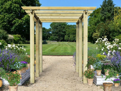 Edecks Heavy Duty Royal Walkway Wooden Garden Pergola Extra Wide (W 3600mm X D 2400mm) With Steel Spikes (2.1M) - image 1