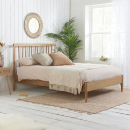 Rome Oak Wooden Bed Frame - 5Ft King Size - thumbnail 1