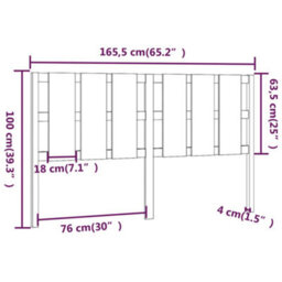 Berkfield Bed Headboard Black 165.5X4X100 Cm Solid Wood Pine - thumbnail 6