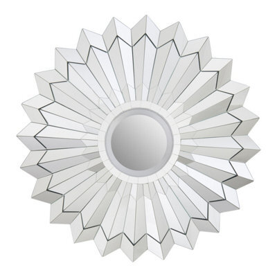 Orsina Flower Shaped Wall Mirror, Art Deco Style Round Statement Mirror For Living Room, Bedroom Or Hallway - image 1
