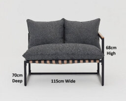 Impact Furniture Garden Lounge Set Grey Cushions Black Metal Frame Small Patio Furniture Chairs Sofa Table 4 Seater Porto - thumbnail 8