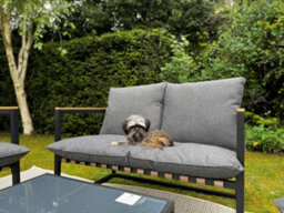 Impact Furniture Garden Lounge Set Grey Cushions Black Metal Frame Small Patio Furniture Chairs Sofa Table 4 Seater Porto - thumbnail 5
