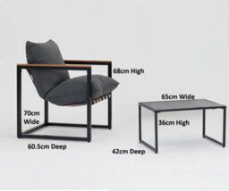 Impact Furniture Garden Lounge Set Grey Cushions Black Metal Frame Small Patio Furniture Chairs Sofa Table 4 Seater Porto - thumbnail 7