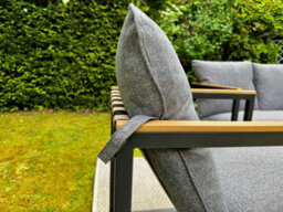 Impact Furniture Garden Lounge Set Grey Cushions Black Metal Frame Small Patio Furniture Chairs Sofa Table 4 Seater Porto - thumbnail 6