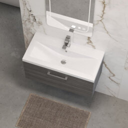 Balterley Bramshall Modern Bathroom Wall Hung 1 Soft Close Drawer Vanity Unit & Mid-Edge Basin, Anthracite, 810mm - thumbnail 3