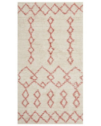 Beliani Cotton Rug 80 X 150 Cm - Beige With Pale Pink Geometric Pattern, Hand-Tufted Flatweave - thumbnail 1